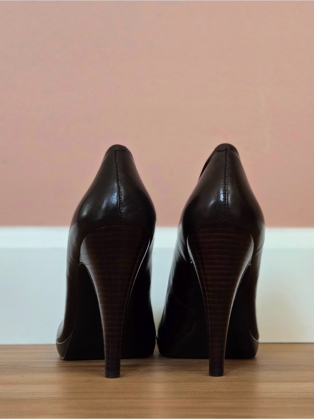 nine west | novitao platform pump | almond toe | high heel | brown | us 9.5 - Picture 4 of 5